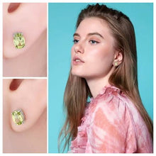 Load image into Gallery viewer, 925 Sterling Silver Round/Oval Peridot Stud Earrings
