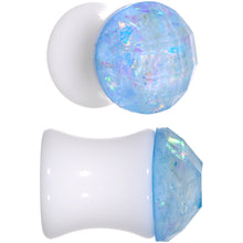 Load image into Gallery viewer, White Acrylic Aqua Galaxy Faceted Saddle Plug Set
