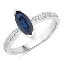将图片加载到图库查看器，1.44 Carat Genuine Blue Sapphire and White Diamond 14K White Gold Ring

