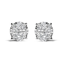 将图片加载到图库查看器，14K White Gold 2.00 Cttw Lab Grown Diamond Cluster Stud Earrings (G-H Color, VS1-VS2 Clarity)
