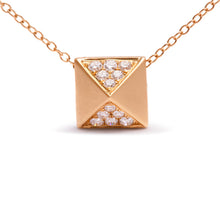 Load image into Gallery viewer, 14K Yellow Gold 1/4 Cttw Diamond Matte Finished Pyramid Pendant Necklace (G-H Color, SI1-SI2 Clarity) - 18 Inches
