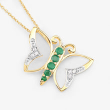 Load image into Gallery viewer, 0.51 Carat Genuine Emerald and White Zircon .925 Sterling Silver Necklace
