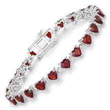 Load image into Gallery viewer, 11.62 Carat Genuine Garnet and White Diamond .925 Sterling Silver Bracelet
