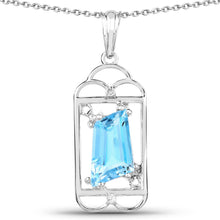 Load image into Gallery viewer, 4.57 Carat Genuine Swiss Blue Topaz &amp; White Topaz .925 Sterling Silver Pendant
