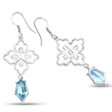 Load image into Gallery viewer, 12.14 Carat Genuine Swiss Blue Topaz .925 Sterling Silver Earrings
