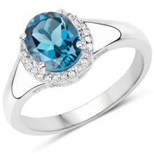 Load image into Gallery viewer, 2.13 Carat Genuine London Blue Topaz and White Topaz .925 Sterling Silver Ring
