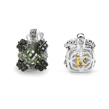 Load image into Gallery viewer, 2.91 Carat Genuine Green Amethyst, White Sapphire &amp; Green Diamond .925 Sterling Silver Earrings
