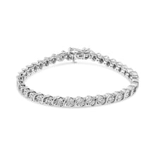 Load image into Gallery viewer, 14K White Gold 1.00 Cttw Lab Grown Diamond Round Miracle Plate and "S" Link Tennis Bracelet (F-G Color, VS2-SI1 Clarity) Size 7"
