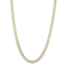将图片加载到图库查看器，14k Yellow Gold White Pave High Polish Modern Lite Miami Cuban Chain (8.0mm)
