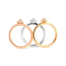 Load image into Gallery viewer, 14K Tri Color Gold 1/3 Cttw Diamond Pyramid Stackable Band Ring Set (G-H Color, SI1-SI2 Clarity) - Size 7
