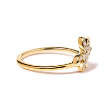 将图片加载到图库查看器，10K Yellow Gold 1/10 Cttw Diamond  Palm Tree Statement Ring (H-I Color, I1-I2 Clarity) - Ring Size 7
