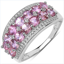 将图片加载到图库查看器，2.00 Carat Genuine Pink Sapphire &amp; White Topaz .925 Sterling Silver Ring
