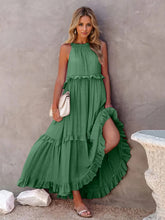 Load image into Gallery viewer, Romantic Ruffled Sleeveless Tiered Maxi Dress with Pockets Elegant &amp; Chic Statement Beautiful Design Dress
