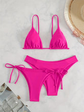 Load image into Gallery viewer, Essential Edge 3-Piece Bikini Set for Women – Solid Color High-Cut Triangle Top Two-Style Bottoms with Side Lace-Up Design &amp; Quick-Drying Comfort – Versatile Women's Swimwear for Summer Pool Beach &amp; Travel
