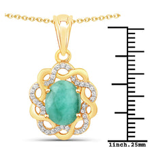 Load image into Gallery viewer, 2.78 Carat Genuine Emerald and White Topaz .925 Sterling Silver Pendant
