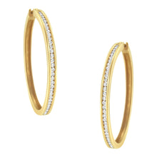 Load image into Gallery viewer, 14K Yellow Gold 1.0 Cttw Round Brilliant Cut Diamond Channel Set Circle Hoop Earrings (I-J Color, I1-I2 Clarity)
