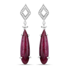 Load image into Gallery viewer, 23.25 Carat Dyed Ruby and White Topaz .925 Sterling Silver Earrings
