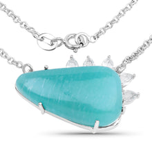 Load image into Gallery viewer, 13.41 Carat Genuine Amazonite And White Topaz .925 Sterling Silver Pendant
