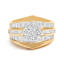 Load image into Gallery viewer, 14K Yellow Gold 2-1/3 Cttw Diamond Cluster Channel Set Chevron Shaped Engagement Ring (H-I Color, SI1-SI2 Clarity) - Ring Size 7
