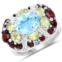 Load image into Gallery viewer, 5.43 Carat Genuine Multi Stone .925 Sterling Silver Ring
