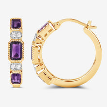 将图片加载到图库查看器，2.18 Carat Genuine Amethyst and White Topaz .925 Sterling Silver Earrings
