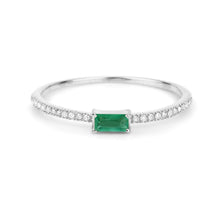 将图片加载到图库查看器，0.18 Carat Genuine Zambian Emerald and White Diamond 14K White Gold Ring
