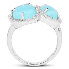将图片加载到图库查看器，5.30 Carat Genuine Amazonite And White Topaz .925 Sterling Silver Ring
