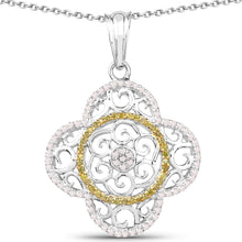Load image into Gallery viewer, 0.57 Carat Genuine White Diamond and Yellow Diamond .925 Sterling Silver Pendant
