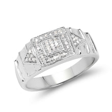 Load image into Gallery viewer, 14K White Gold Plated 0.21 Carat Genuine White Diamond .925 Sterling Silver Ring
