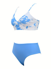 Load image into Gallery viewer, Coastal Flair V-Neck Bikini Set – Eye-Catching Random Print Two-Piece Chic Swimsuit with Spaghetti Straps High Cut Shorts and Ultra-Stretch Comfort – Women’s Summer Swimwear for Beach Days &amp; Casual Poolside Vibes
