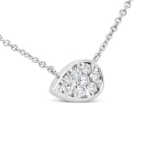 Load image into Gallery viewer, 14K White Gold 1/4 Cttw Round Diamond Composite Teardrop Shape 18" Pendant Necklace - (G-H Color, SI2-I1 Clarity)
