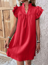 Load image into Gallery viewer, Elegant Ruffled Cap Sleeve Mini Dress Feminine &amp; Flowy Summer Dress
