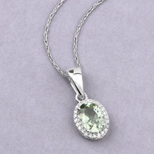 Load image into Gallery viewer, 1.27 Carat Genuine Green Tourmaline and White Diamond 14K White Gold Pendant
