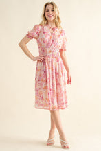 将图片加载到图库查看器，Full Size Smocked Waist Printed Midi Dress For Women – Elegant Smocked Midi Dress, Flattering Printed Midi Dress, Comfortable Fluttering Smocked Waist Dress, Vibrant Print Midi Dress, Chic Floral Midi Dress, Versatile Midi Dress
