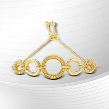 Load image into Gallery viewer, 10K Yellow Gold over .925 Sterling Silver Diamond Accented Graduated Infinity Open Circle 6â€-9â€ Adjustable Bolo Bracelet
