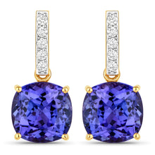 将图片加载到图库查看器，5.64 Carat Genuine Tanzanite and White Diamond 14K Yellow Gold Earrings
