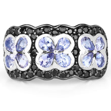 Load image into Gallery viewer, 14K Yellow Gold Plated 2.60 Carat Genuine Tanzanite and Black Spinel .925 Sterling Silver Ring
