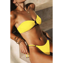 将图片加载到图库查看器，Folds Bikini Swimsuit Push Up Bikini Set Bathing Suit Women Swimwear Thong Bikini Two Pieces Bathing Suit for Women Triangle Top Bottom Solid Color Bikinis Beachwear Swimsuits
