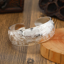 Load image into Gallery viewer, Big Elegant Luxury Amazing Classic Fashion Flower Metal Tibetan Indian Silver Vintage Retro Fashion Cuff Bracelet Bangle For Woman With Details of Animals
