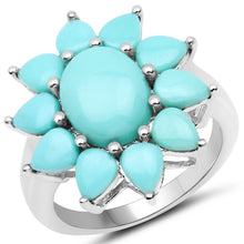 将图片加载到图库查看器，5.20 Carat Genuine Turquoise .925 Sterling Silver Ring

