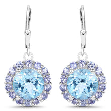 将图片加载到图库查看器，9.96 Carat Genuine Blue Topaz and Tanzanite .925 Sterling Silver Earrings
