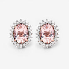 Load image into Gallery viewer, 1.61 Carat Genuine Morganite and White Diamond 14K Rose Gold Earrings
