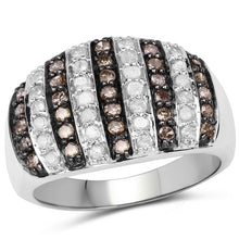 Load image into Gallery viewer, 0.83 Carat Genuine Champagne Diamond and White Diamond .925 Sterling Silver Ring
