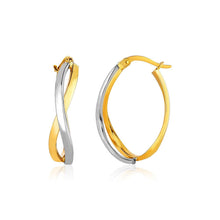 Load image into Gallery viewer, 14k Two-Tone Gold Twisted Style Polished Hoop Earrings
