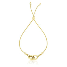 Load image into Gallery viewer, 14k Yellow Gold Entwined Rings Adjustable Lariat Style Bracelet
