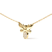 Load image into Gallery viewer, 10K Yellow Gold Diamond Accented Bumble Bee Pendant 18" Inch Necklace (H-I Color, I1-I2 Clarity)
