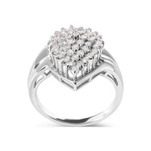 将图片加载到图库查看器，10K White Gold 1/2 Cttw Diamond Pear Shaped Cluster Ring (H-I Color, I1-I2 Clarity) - Ring Size 7
