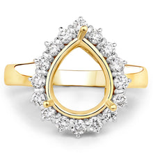 Load image into Gallery viewer, 0.48 Carat Genuine White Diamond 14K Yellow Gold Semi Mount Ring - holds 11x9mm Pear Gemstone
