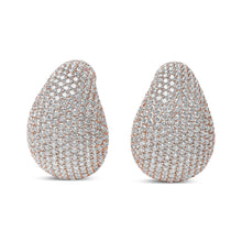 将图片加载到图库查看器，18K Rose Gold 13 1/5 Cttw Micro-Pave Diamond Sculptural Design Statement Omega Back Earrings (G-H Color, SI1-SI2 Clarity)
