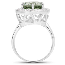 Load image into Gallery viewer, 4.94 Carat Genuine Green Amethyst and White Topaz .925 Sterling Silver Ring
